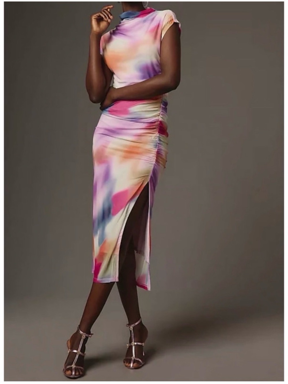 Anthropologie The Maya Ruched Cowl-Neck Mesh Edition Dress NWT $148 - Size Small